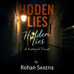 An enigmatic book cover design for 'Hidden Lies: A Story of Broken Trust' by Rohan Saxena