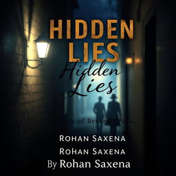 An enigmatic book cover design for 'Hidden Lies: A Story of Broken Trust' by Rohan Saxena