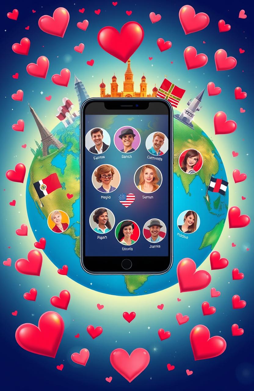 A vibrant digital illustration of love featuring a smartphone at the center