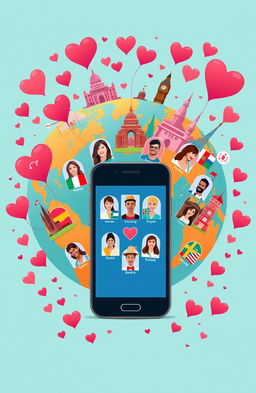 A vibrant digital illustration of love featuring a smartphone at the center