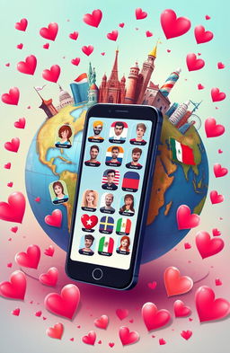 A vibrant digital illustration of love featuring a smartphone at the center