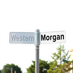 A street intersection sign featuring a white background