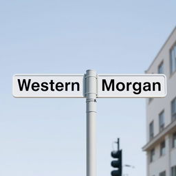 A street intersection sign featuring a white background