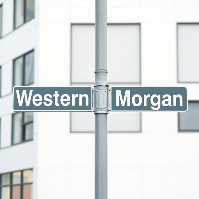 A street intersection sign featuring a white background