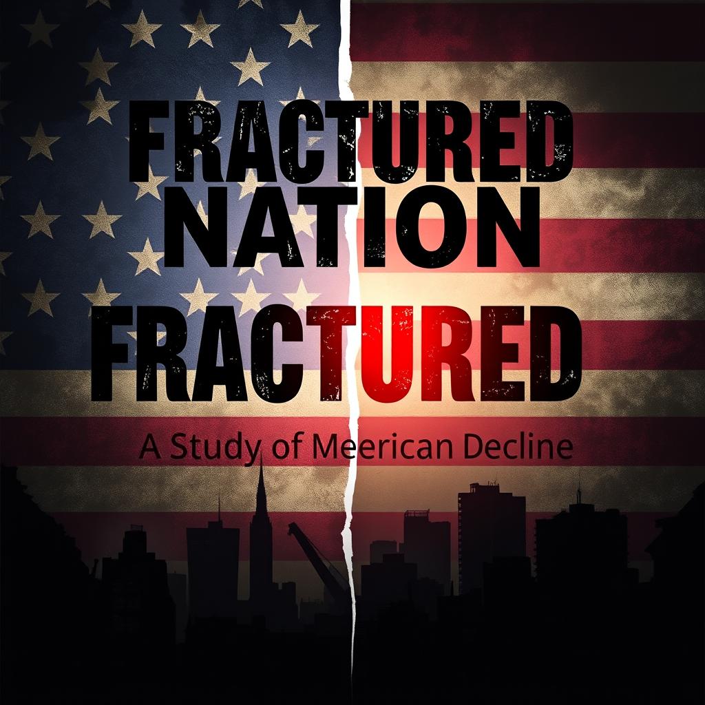 A stunning ebook cover for 'Fractured Nation: A Study of American Decline'