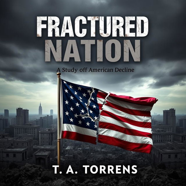 An eBook cover for 'Fractured Nation: A Study of American Decline' by T