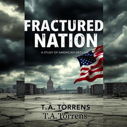 An eBook cover design for 'Fractured Nation: A Study of American Decline' by T