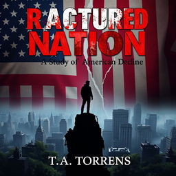 An eBook cover design for 'Fractured Nation: A Study of American Decline' by T