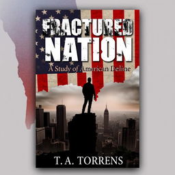 An eBook cover design for 'Fractured Nation: A Study of American Decline' by T