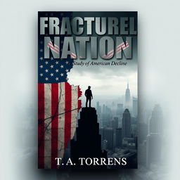 An eBook cover design for 'Fractured Nation: A Study of American Decline' by T