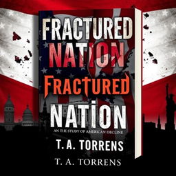 A book cover for a Wattpad ebook titled 'Fractured Nation: A Study of American Decline' by T