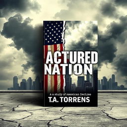 A thought-provoking ebook cover design for 'Fractured Nation: A Study of American Decline' by T