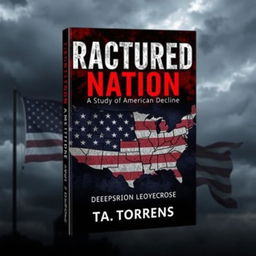 An intriguing Wattpad ebook cover titled 'Fractured Nation: A Study of American Decline' by T