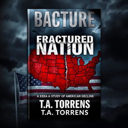 An intriguing Wattpad ebook cover titled 'Fractured Nation: A Study of American Decline' by T