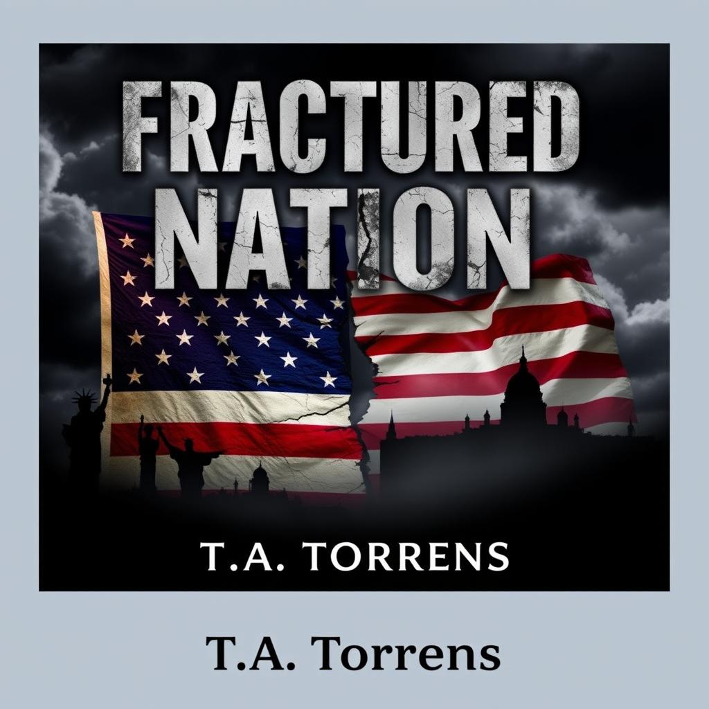 Design a cover for a Wattpad ebook titled "Fractured Nation: A Study of American Decline" by T