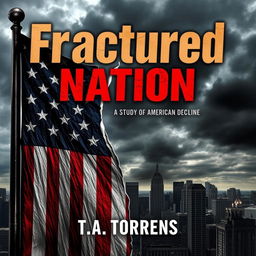 An eBook cover for a Wattpad novel titled 'Fractured Nation: A Study of American Decline' by T