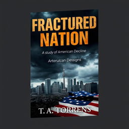 An eBook cover design for a book titled 'Fractured Nation: A Study of American Decline' by T