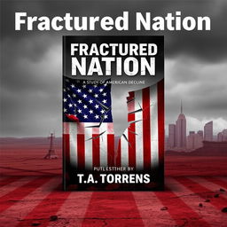 A captivating cover design for a Wattpad ebook titled 'Fractured Nation: A Study of American Decline', authored by T