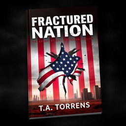 A captivating cover design for a Wattpad ebook titled 'Fractured Nation: A Study of American Decline', authored by T