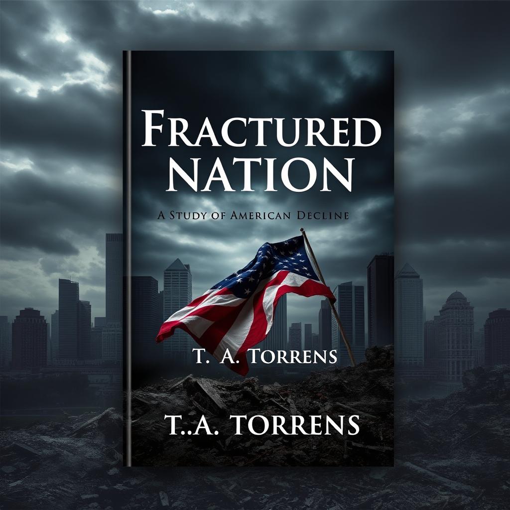 An eBook cover design for 'Fractured Nation: A Study of American Decline', by T