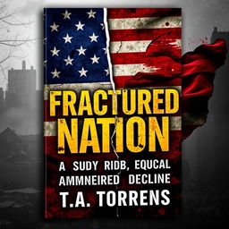 A compelling cover design for the Wattpad ebook titled 'Fractured Nation: A Study of American Decline' by T