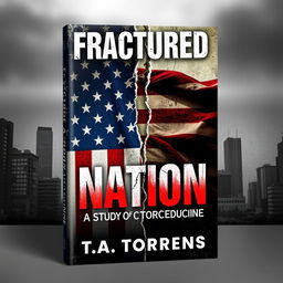 A compelling cover design for the Wattpad ebook titled 'Fractured Nation: A Study of American Decline' by T