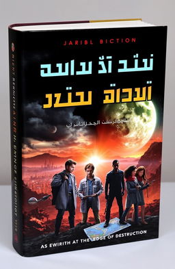 A dramatic and eye-catching book cover for a science fiction novel titled 'প্রলয়ের প্রান্তে নতুন সূচনা' which translates to 'A New Beginning at the Edge of Destruction'