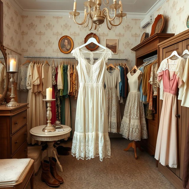 A charming vintage thrift store filled with an array of beautiful clothing items