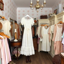 A charming vintage thrift store filled with an array of beautiful clothing items