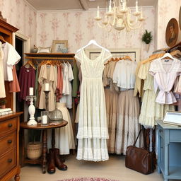 A charming vintage thrift store filled with an array of beautiful clothing items