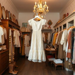 A spacious big vintage thrift store showcasing a delightful collection of clothing