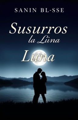 A striking and serious book cover for a romantic novel titled 'Susurros a la Luna'