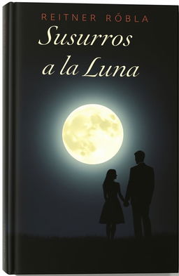 An elegant book cover for a romantic novel titled 'Susurros a la Luna'