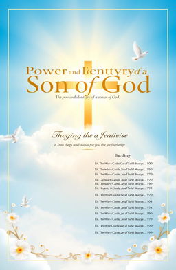 A front and back page design for a church service of songs titled 'Power and Identity of a Son of God'