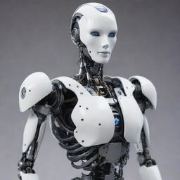 A humanoid robot designed with advanced artificial skin, intricate mechanical details, and a realistic human-like appearance.