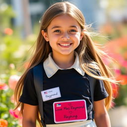 A beautiful girl with a warm smile, wearing stylish clothes