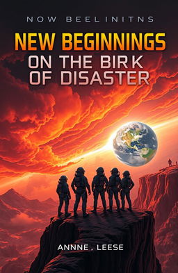 A captivating book cover for a science fiction novel titled 'New Beginnings on the Brink of Disaster'