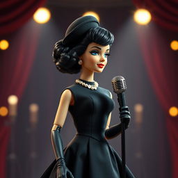 A beautifully designed Barbie doll inspired by Edith Piaf, featuring the iconic singer's signature style