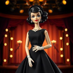 A beautifully designed Barbie doll inspired by Edith Piaf, featuring the iconic singer's signature style