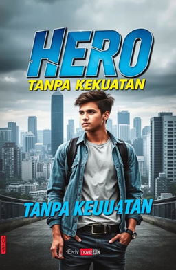 A captivating novel cover for the book titled 'Hero Tanpa Kekuatan' (Hero Without Powers)