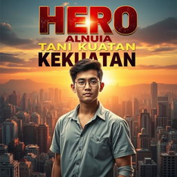 A visually striking novel cover for 'Hero Tanpa Kekuatan' (Hero Without Powers)