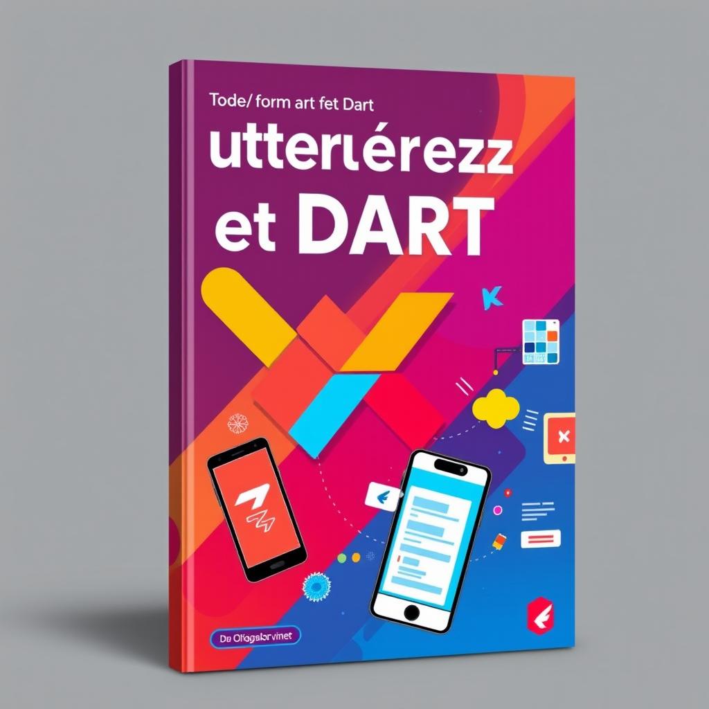 A visually striking book cover for a Flutter/Dart application development guide titled 'Maîtrisez Flutter et Dart : Guide Pratique pour Débutants en Développement Mobile'