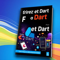 A visually striking book cover for a Flutter/Dart application development guide titled 'Maîtrisez Flutter et Dart : Guide Pratique pour Débutants en Développement Mobile'