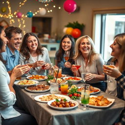 A lively scene featuring several high school teachers enjoying a festive celebration