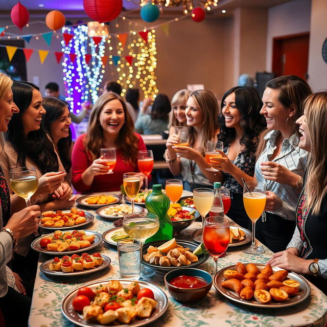 A lively scene featuring several high school teachers enjoying a festive celebration