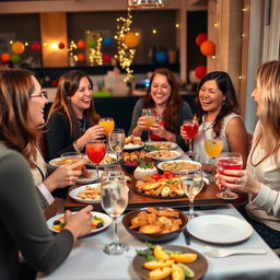 A lively scene featuring several high school teachers enjoying a festive celebration