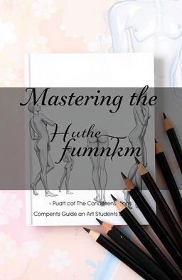 A captivating cover for a human figure drawing book aimed at art students, featuring a beautifully illustrated human figure in various poses, showcasing the anatomy and structure