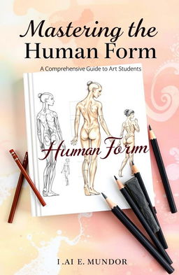 A captivating cover for a human figure drawing book aimed at art students, featuring a beautifully illustrated human figure in various poses, showcasing the anatomy and structure