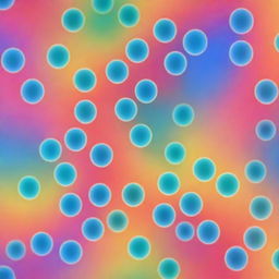 Generate an image of cells in vibrant rainbow colors with a slight blur on the sides, creating a soft, dreamy effect around the edges.