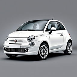 A striking Fiat 500 DolceVita in a pristine white finish, featuring sleek silver wheels